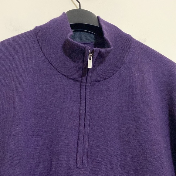 Aristo Men's Deep Purple Zip-Up Sweater pull over XL event soft wool cozy office - Picture 2 of 8